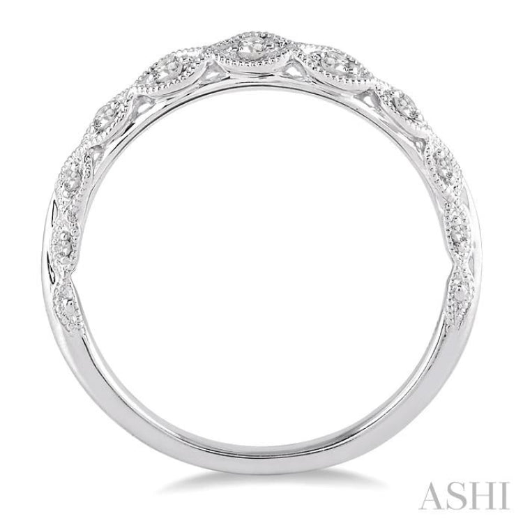 1/10 Ctw Round Cut Diamond Wedding Band in 14K White Gold