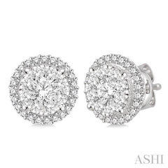 4 Ctw Lovebright Round Cut Diamond Earrings in 14K White Gold