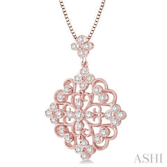 3/4 Ctw Round Cut Diamond Fashion Pendant in 14K Rose Gold with Chain