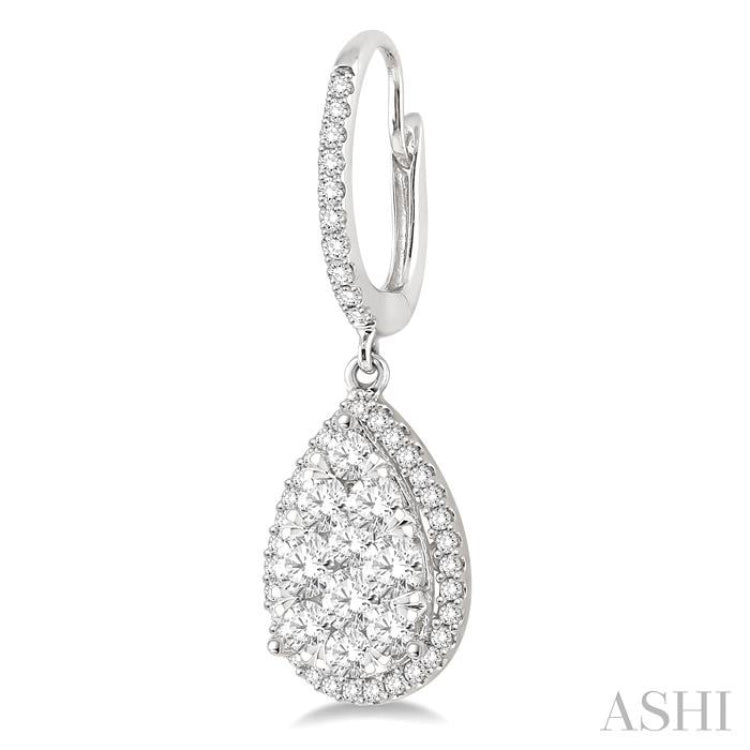 2 Ctw Pear Shape Diamond Lovebright Earrings in 14K White Gold