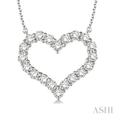 1/2 Ctw Round Cut Diamond Heart Necklace in 14K white Gold