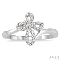 1/6 Ctw Round Cut Diamond Cross Ring in 10K White Gold