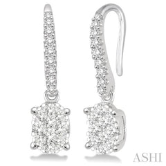 3/4 Ctw Oval Shape Diamond Lovebright Earrings in 14K White Gold