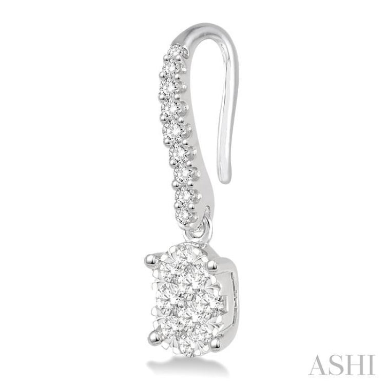 1/2 Ctw Oval Shape Diamond Lovebright Earrings in 14K White Gold