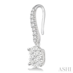 1/2 Ctw Oval Shape Diamond Lovebright Earrings in 14K White Gold