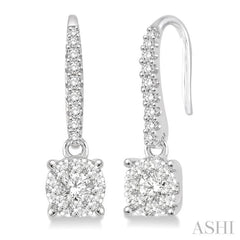 3/4 Ctw Round Shape Diamond Lovebright Earrings in 14K White Gold