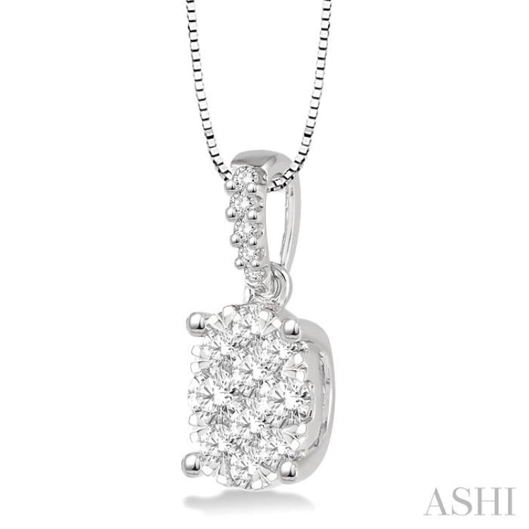 3/4 Ctw Oval Shape Diamond Lovebright Pendant in 14K White Gold with Chain