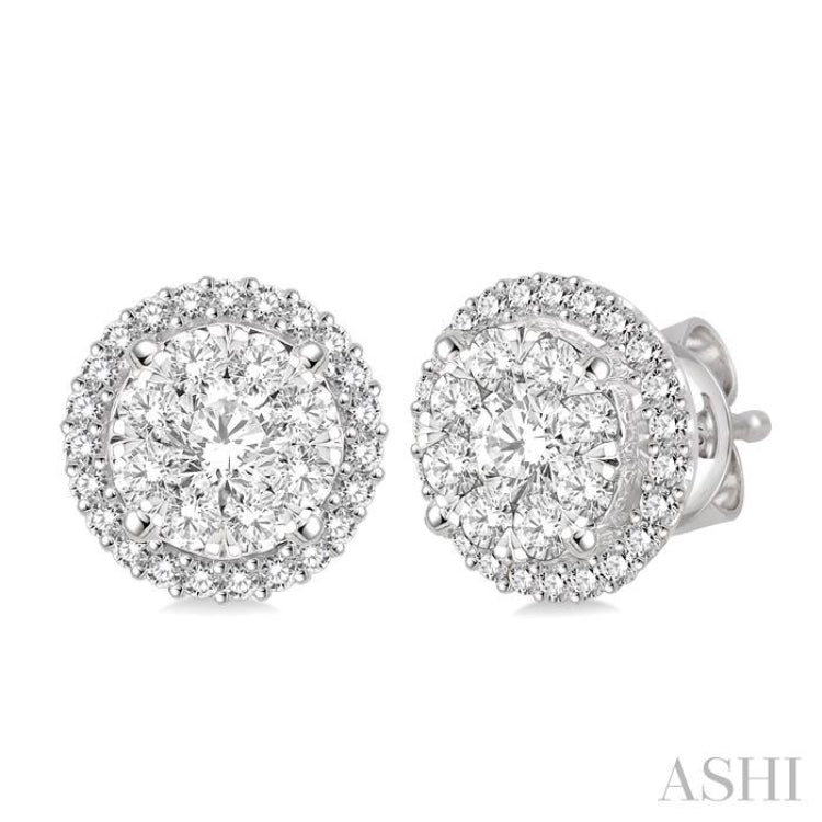 3 Ctw Lovebright Round Cut Diamond Earrings in 14K White Gold