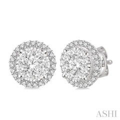 3 Ctw Lovebright Round Cut Diamond Earrings in 14K White Gold