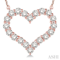 3/4 Ctw Round Cut Diamond Heart Necklace in 14K Rose Gold