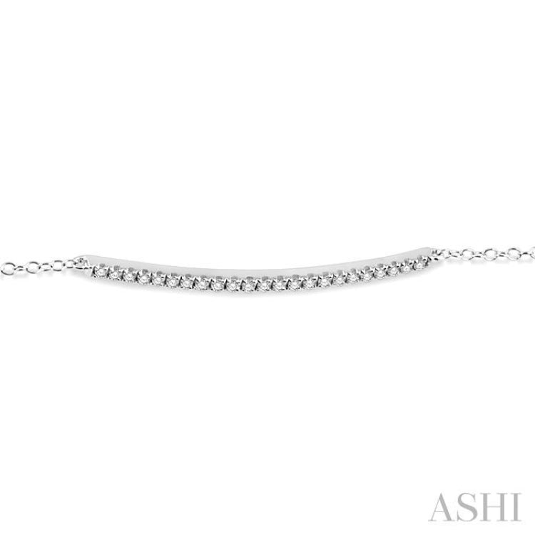 1/5 Ctw Bar Shape Round Cut Diamond Link Chain Bracelet in 10K White Gold