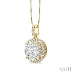 3/4 Ctw Lovebright Round Cut Diamond Pendant in 14K Yellow and White Gold with Chain