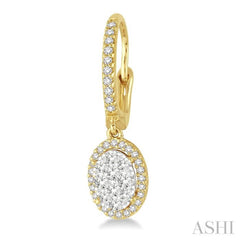 3/8 Ctw Oval Shape Diamond Lovebright Earrings in 14K Yellow and White Gold