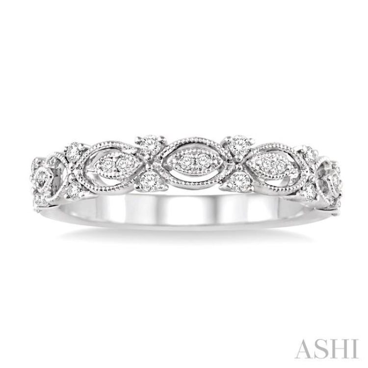 1/6 Ctw Round Diamond Wedding Band with in 14K White Gold