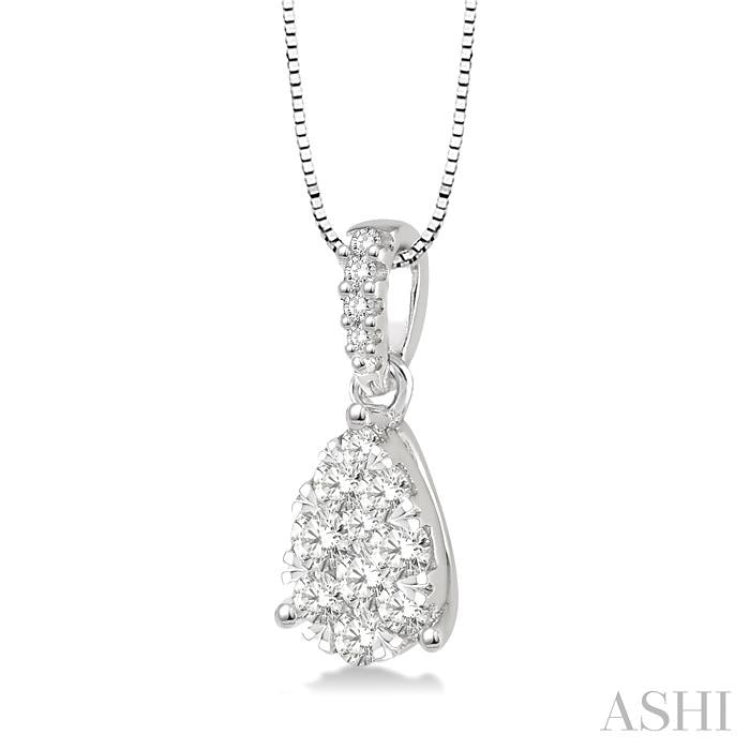 1/3 Ctw Pear Shape Diamond Lovebright Pendant in 14K White Gold with Chain