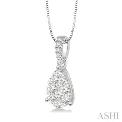 1/3 Ctw Pear Shape Diamond Lovebright Pendant in 14K White Gold with Chain