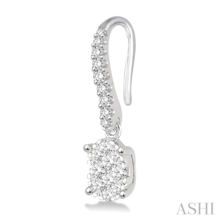 1/3 Ctw Oval Shape Diamond Lovebright Earrings in 14K White Gold