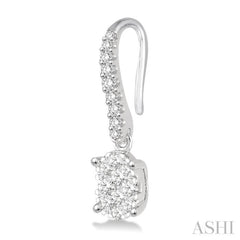 1/3 Ctw Oval Shape Diamond Lovebright Earrings in 14K White Gold