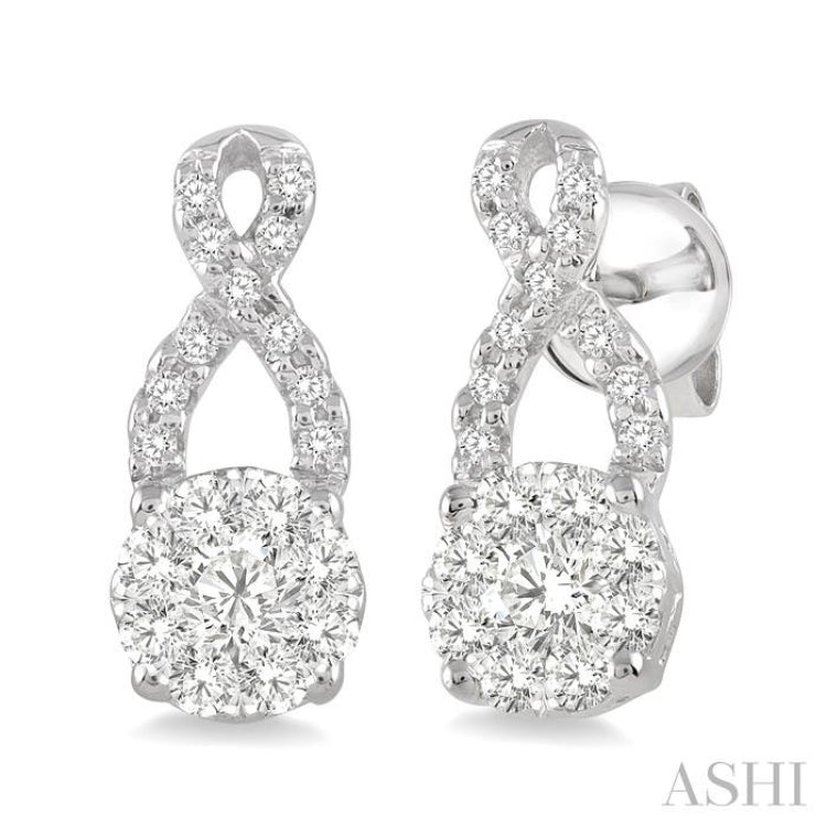 1/3 Ctw Lovebright Round Cut Diamond Earrings in 14K White Gold