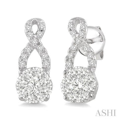 1/3 Ctw Lovebright Round Cut Diamond Earrings in 14K White Gold