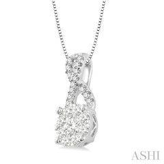 1/4 Ctw Lovebright Round Cut Diamond Pendant in 14K White Gold with Chain