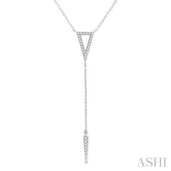 1/6 Ctw Triangle & Spike Round Cut Diamond Y-Necklace in 10K White Gold