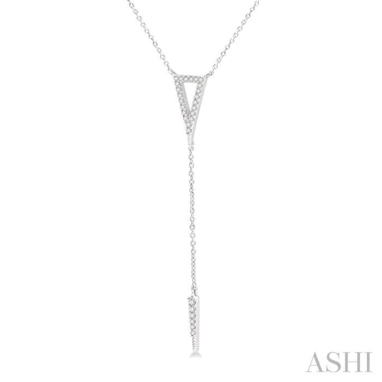 1/6 Ctw Triangle & Spike Round Cut Diamond Y-Necklace in 10K White Gold