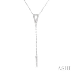 1/6 Ctw Triangle & Spike Round Cut Diamond Y-Necklace in 10K White Gold