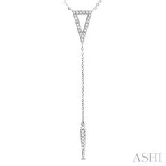 1/6 Ctw Triangle & Spike Round Cut Diamond Y-Necklace in 10K White Gold