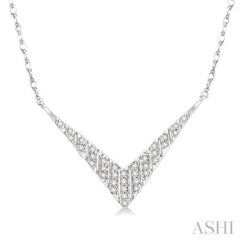 1/6 Ctw Round Cut Diamond Chevron Necklace in 10K White Gold