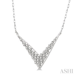 1/6 Ctw Round Cut Diamond Chevron Necklace in 10K White Gold