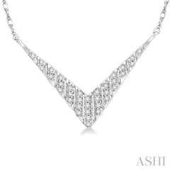 1/6 Ctw Round Cut Diamond Chevron Necklace in 10K White Gold