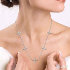 1/6 Ctw Five Cross Charm Necklace in 10K White Gold