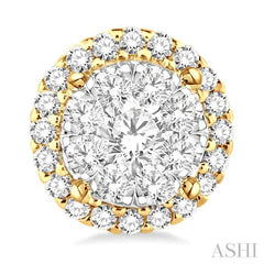 2 Ctw Lovebright Round Cut Diamond Earrings in 14K Yellow and White Gold