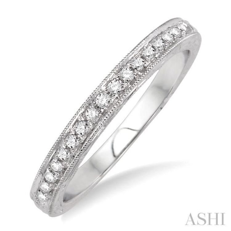 1/8 Ctw Round Cut Diamond Wedding Band in 14K White Gold