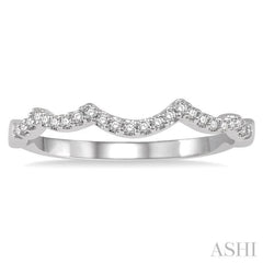 1/10 Ctw Waves Round Cut Diamond Wedding Band in 14K White Gold