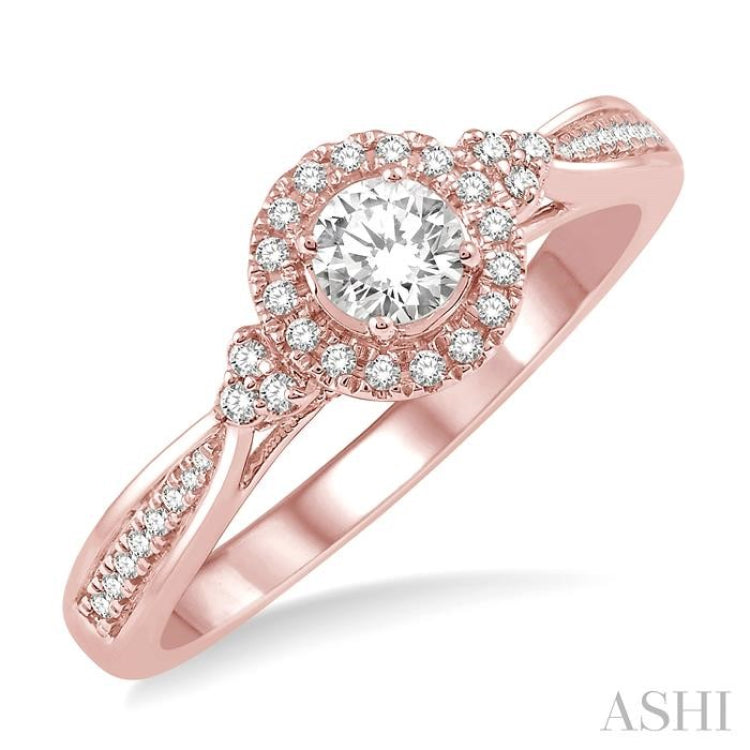 1/5 Ctw Round Center Semi-Mount Diamond Engagement Ring in 14K Rose Gold