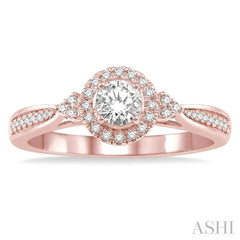 1/5 Ctw Round Center Semi-Mount Diamond Engagement Ring in 14K Rose Gold