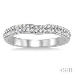 1/3 ctw Arched Center Twin Row Round Cut Diamond Wedding Band in 14K White Gold