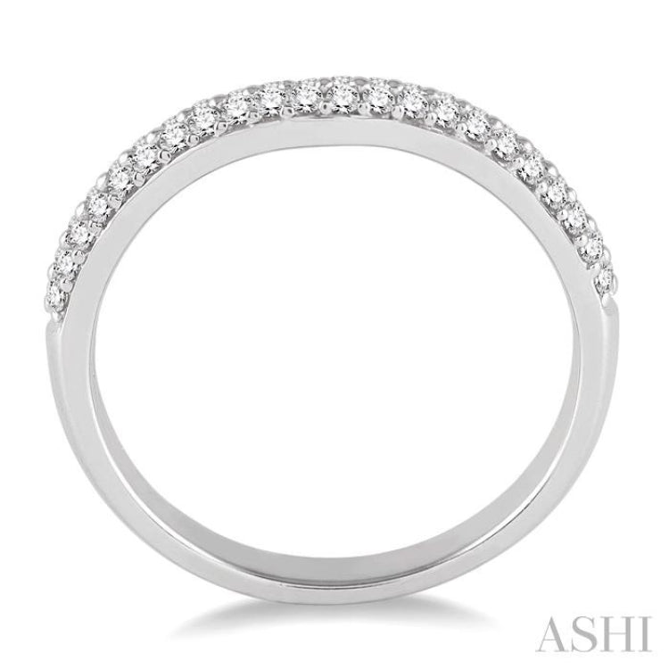 1/3 ctw Arched Center Twin Row Round Cut Diamond Wedding Band in 14K White Gold