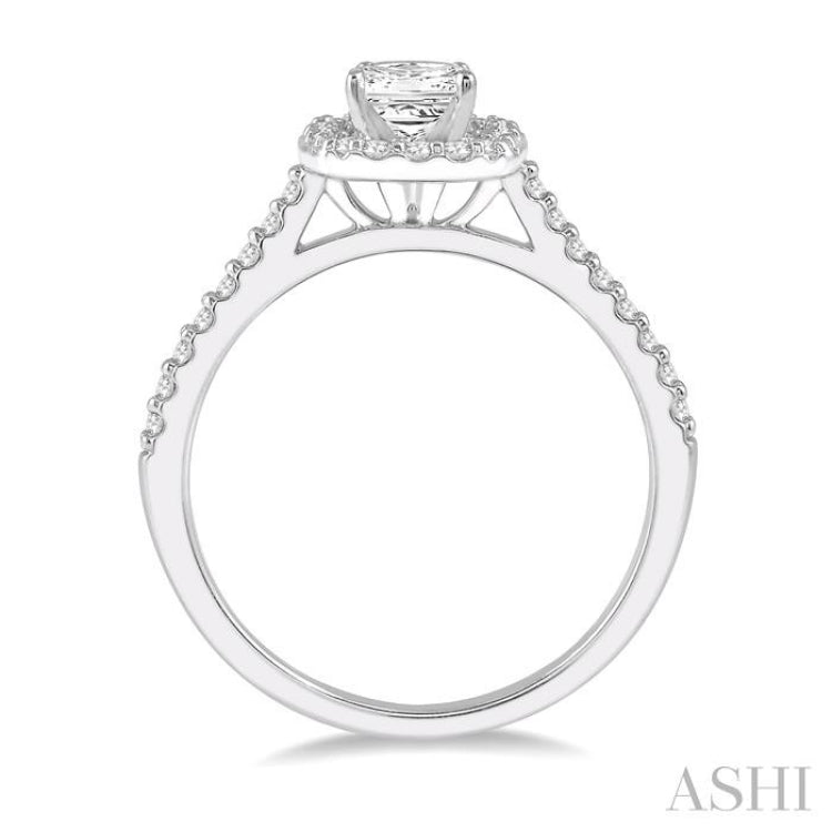 1/6 Ctw Square Shape Diamond Semi-Mount Engagement Ring in 14K White Gold