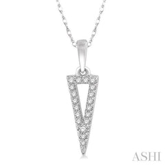 1/10 Ctw Hollow Center Inverted Triangle Round Cut Diamond Pendant in 10K White Gold