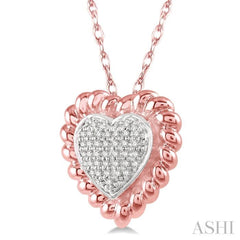 1/20 Ctw Lattice Heart Round Cut Diamond Pendant in 10K Rose Gold with chain