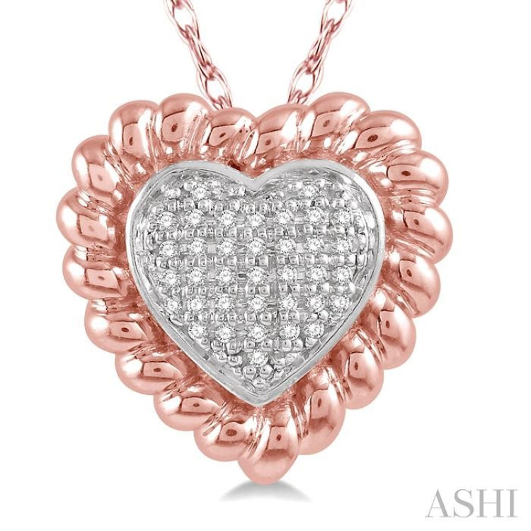 1/20 Ctw Lattice Heart Round Cut Diamond Pendant in 10K Rose Gold with chain