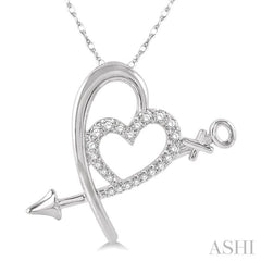 1/8 Ctw Crisscross Merged Hearts Round Cut Diamond Pendant With Chain in 10K White Gold