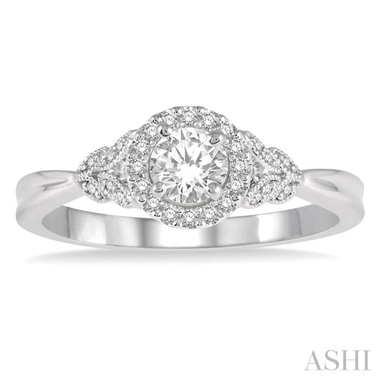 1/6 Ctw Entwined Round Shape Semi-Mount Diamond Engagement Ring in 14K White Gold