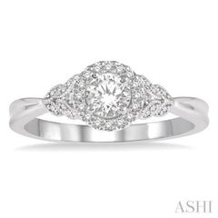 1/6 Ctw Entwined Round Shape Semi-Mount Diamond Engagement Ring in 14K White Gold