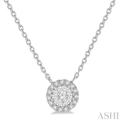 1/6 ctw Circular Round Cut Diamond Lovebright Necklace in 14K White Gold