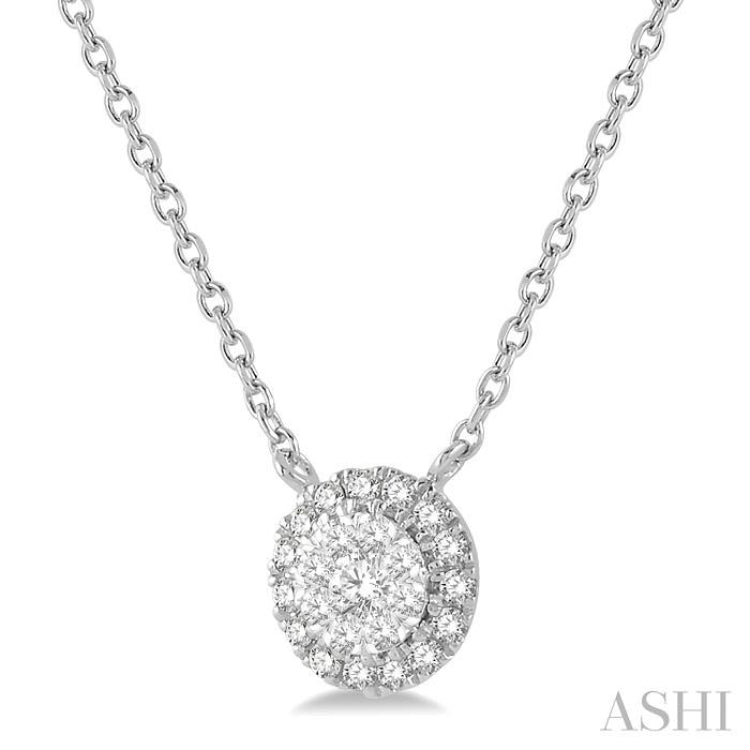 1/6 ctw Circular Round Cut Diamond Lovebright Necklace in 14K White Gold