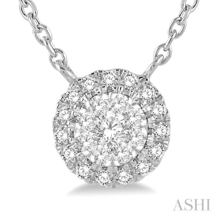 1/6 ctw Circular Round Cut Diamond Lovebright Necklace in 14K White Gold